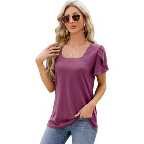 Short Sleeve T-Shirts for Women with Pleated Streetwear Printing