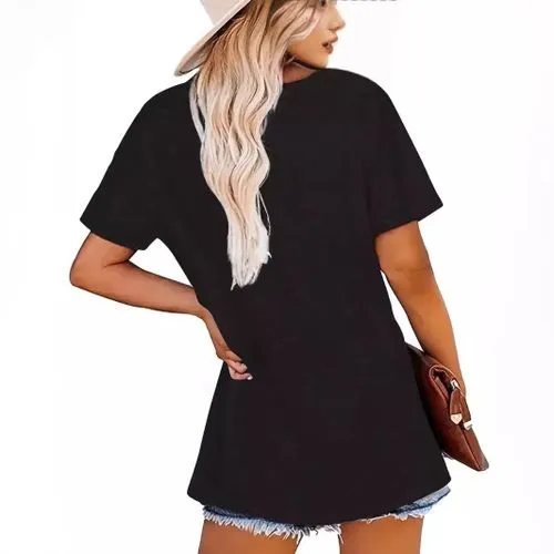 Short sleeve women's T-shirt with trendy streetwear letter print