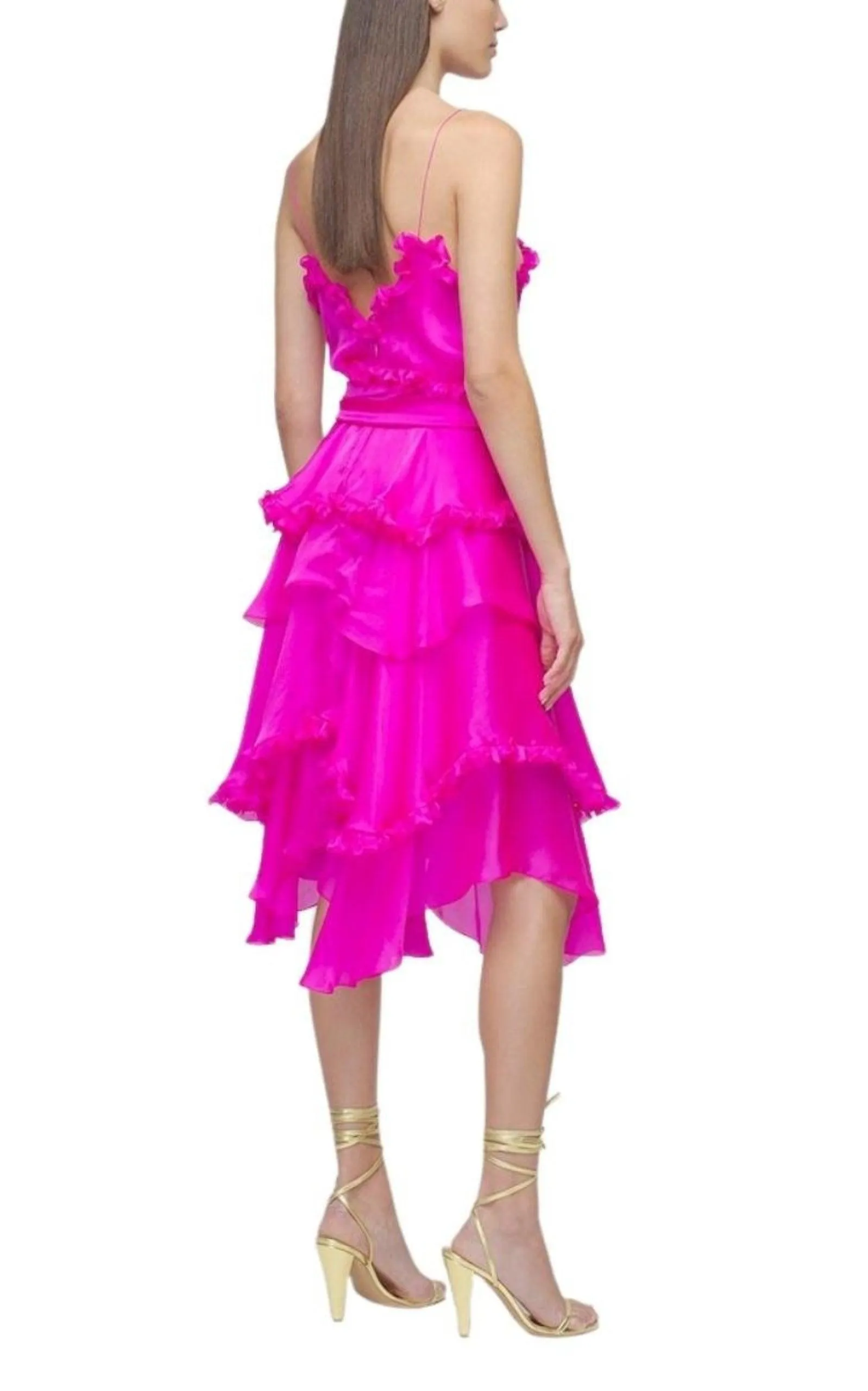 Chiffon Ruffle Dress Knee Length Silk.