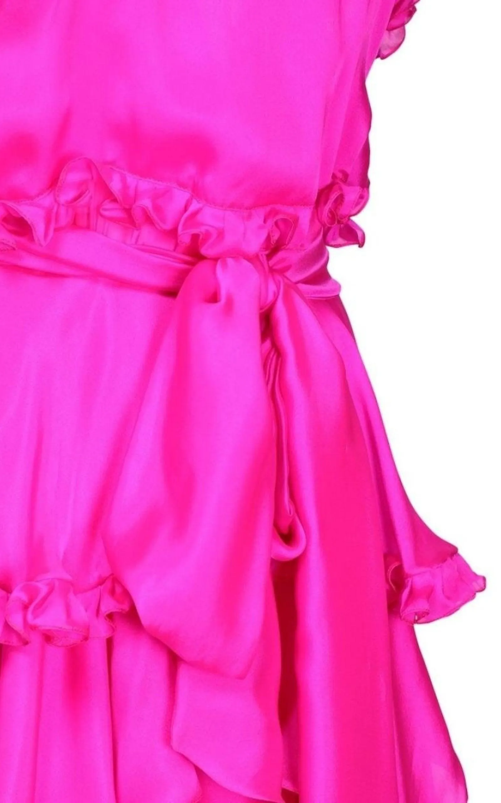 Chiffon Ruffle Dress Knee Length Silk.