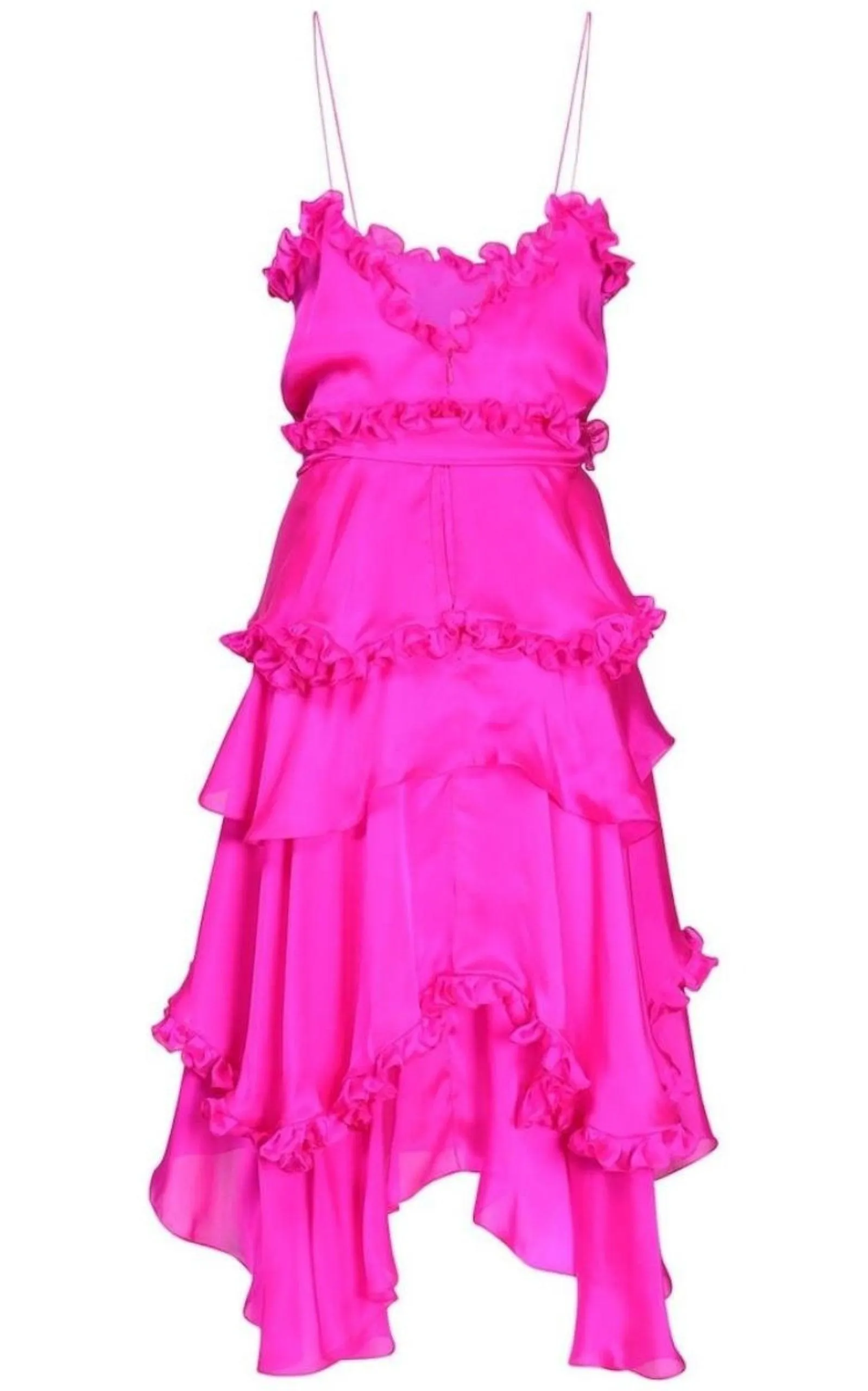 Chiffon Ruffle Dress Knee Length Silk.