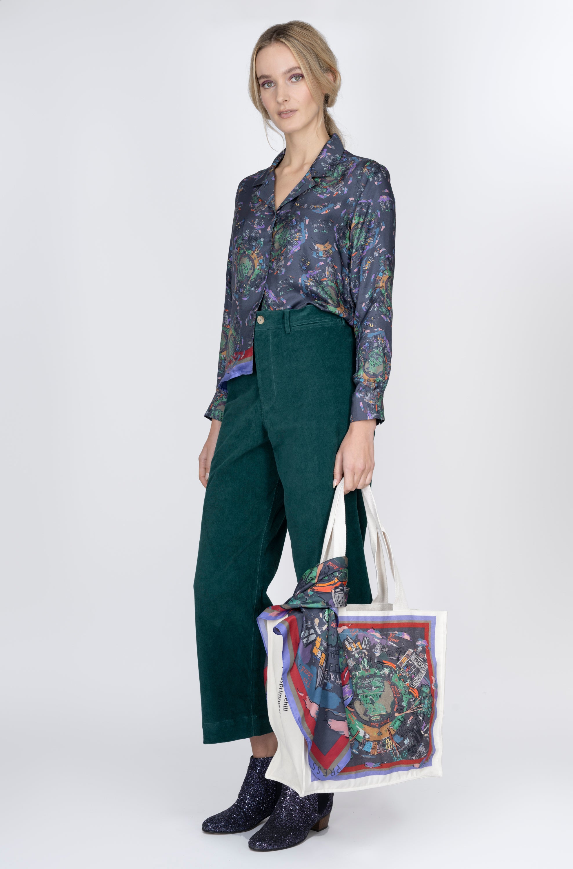 Silk Jodie Shirt Night-City Print