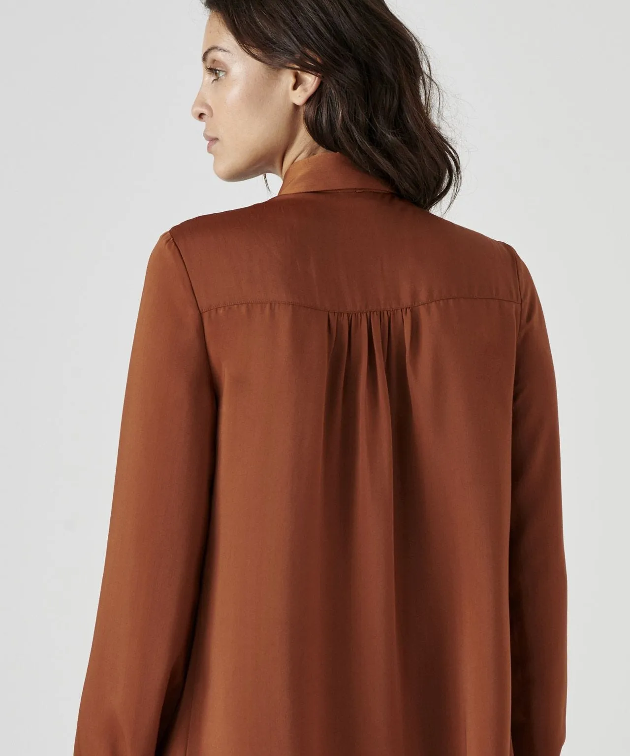 Smock Detail Tie Neck Blouse Retail Store