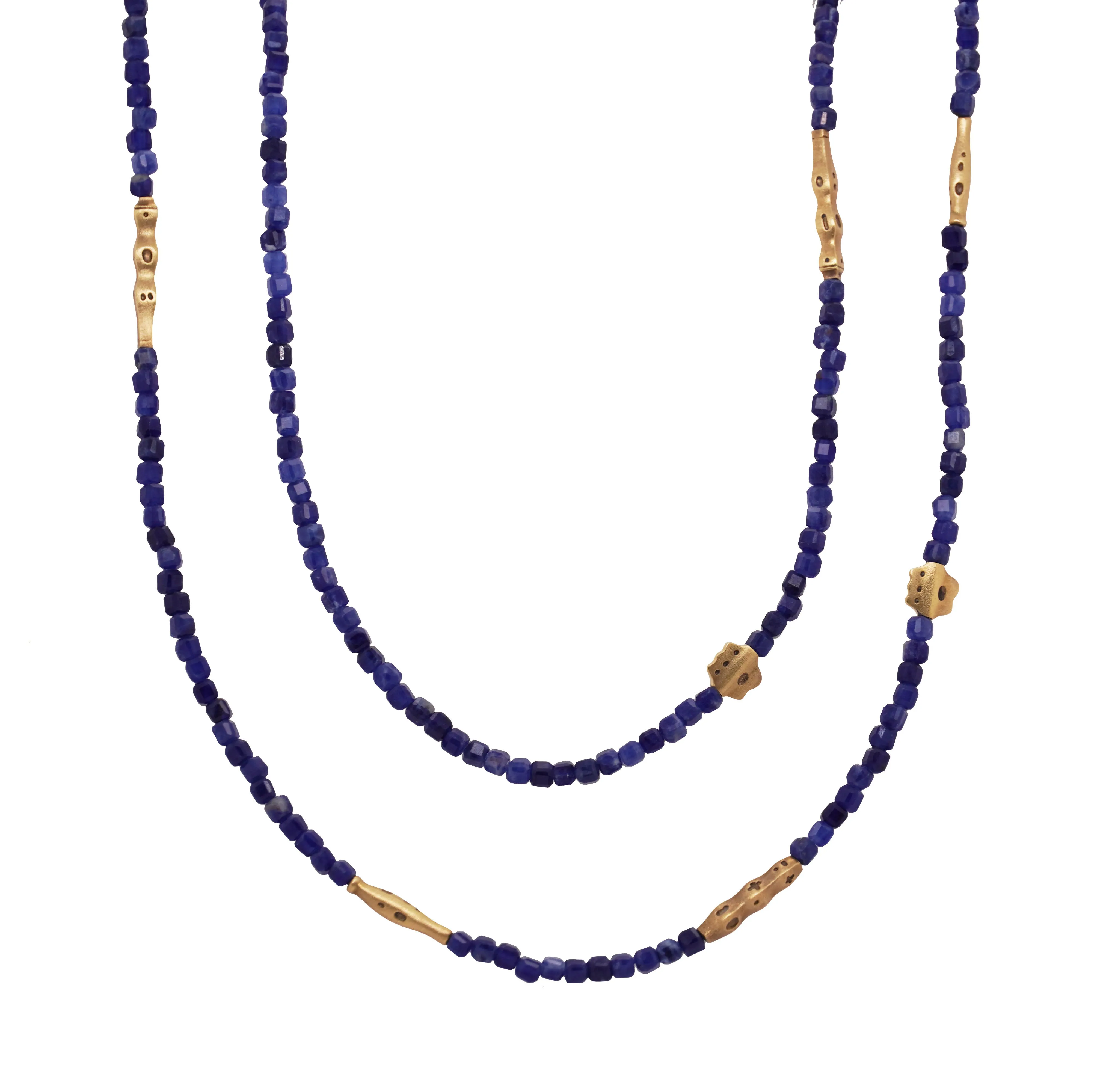 Sodalite Necklace with Yellow Gold Beads