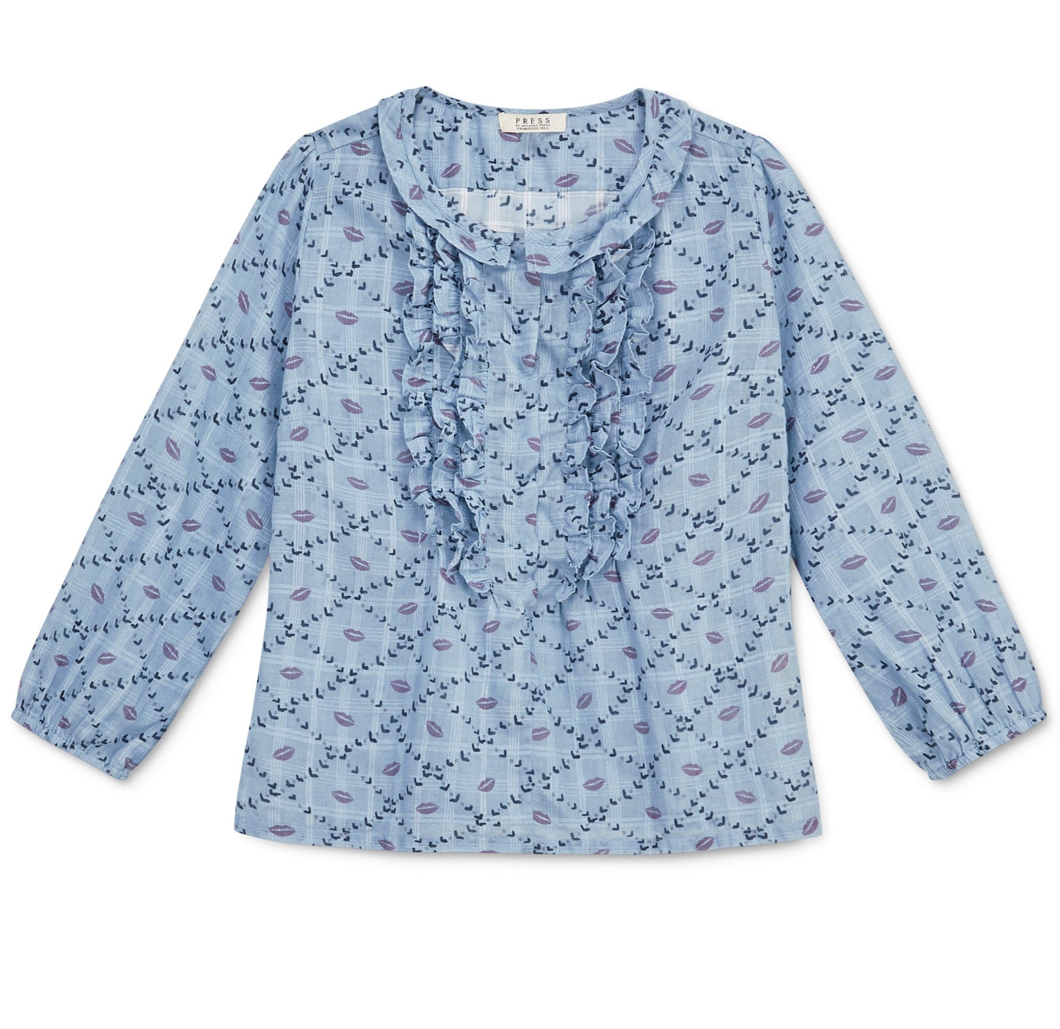 Soft Cotton jacquard Blitsy blue print Diki blouse - Buy now