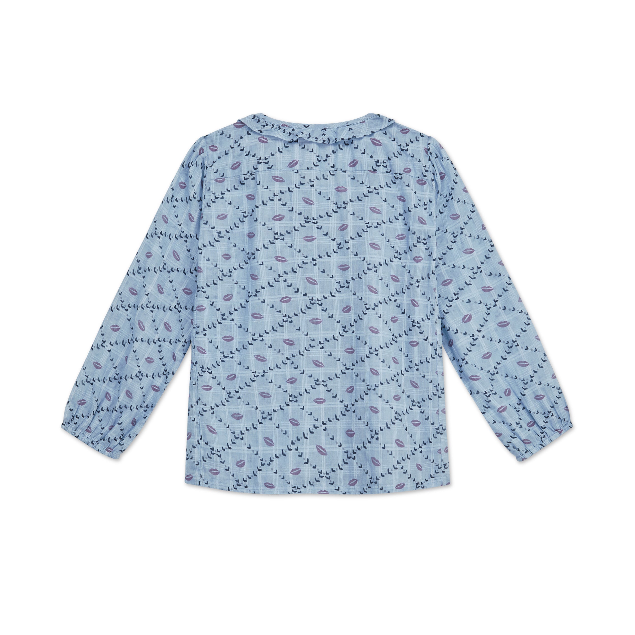 Soft Cotton jacquard Blitsy blue print Diki blouse - Buy now