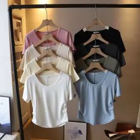 Solid Color Women's Short Sleeve T-Shirts Casual