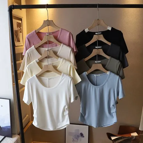 Solid Color Women's Short Sleeve T-Shirts Casual