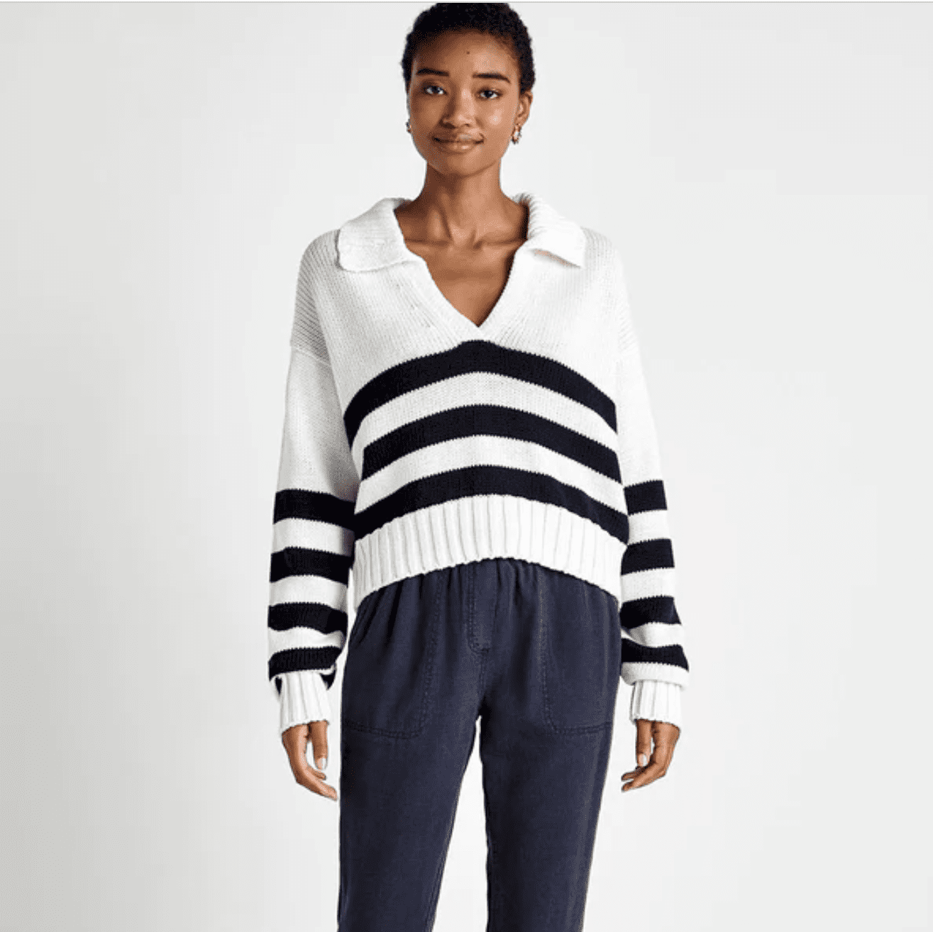 Splendid Navy Stripe Polo Sweater