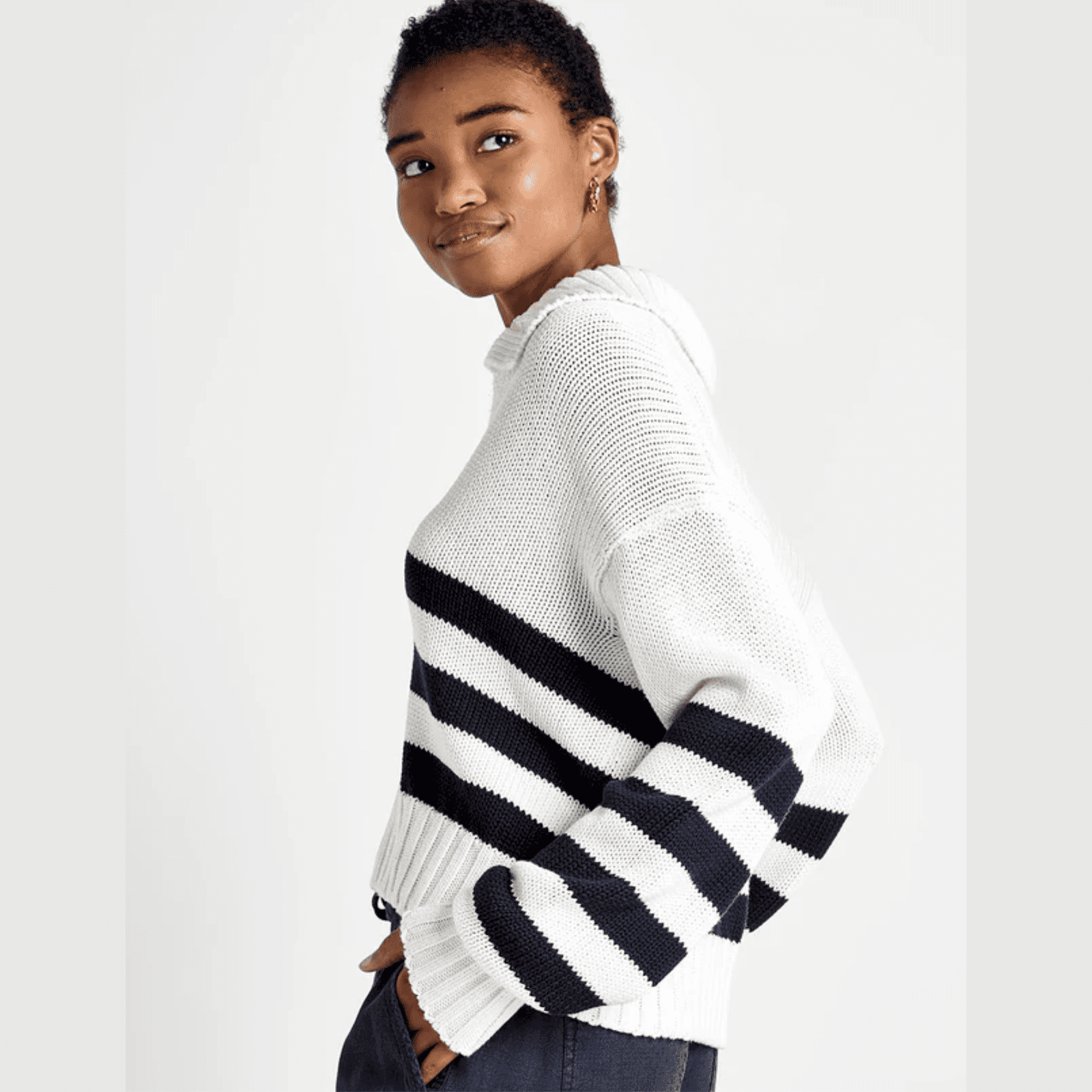 Splendid Navy Stripe Polo Sweater