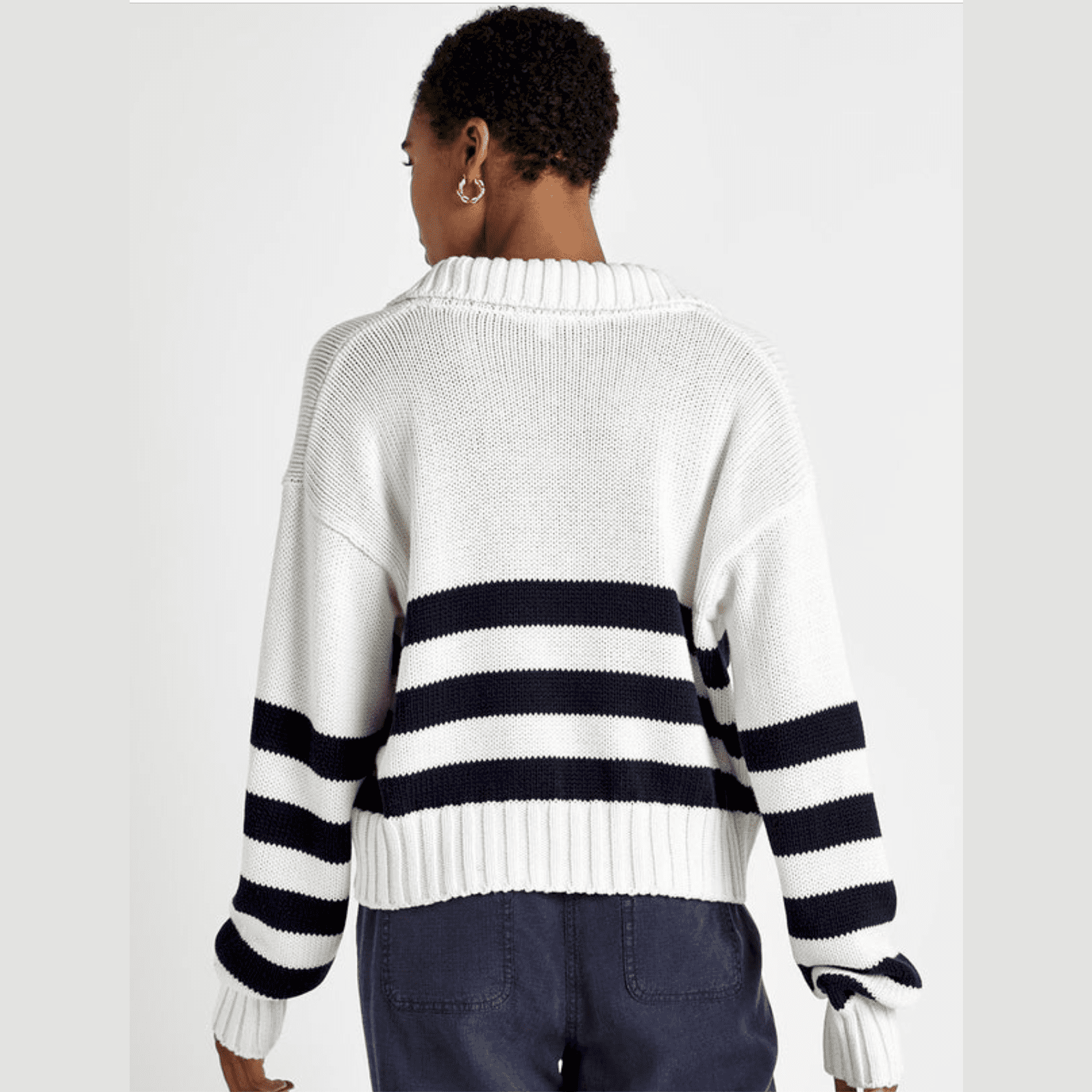 Splendid Navy Stripe Polo Sweater