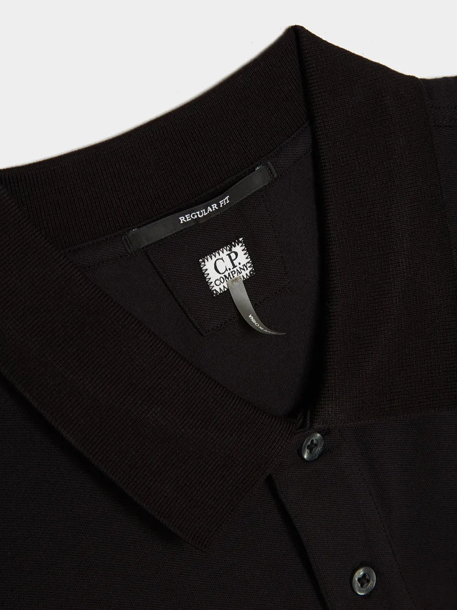 Black Stretch Pique Polo Shirt