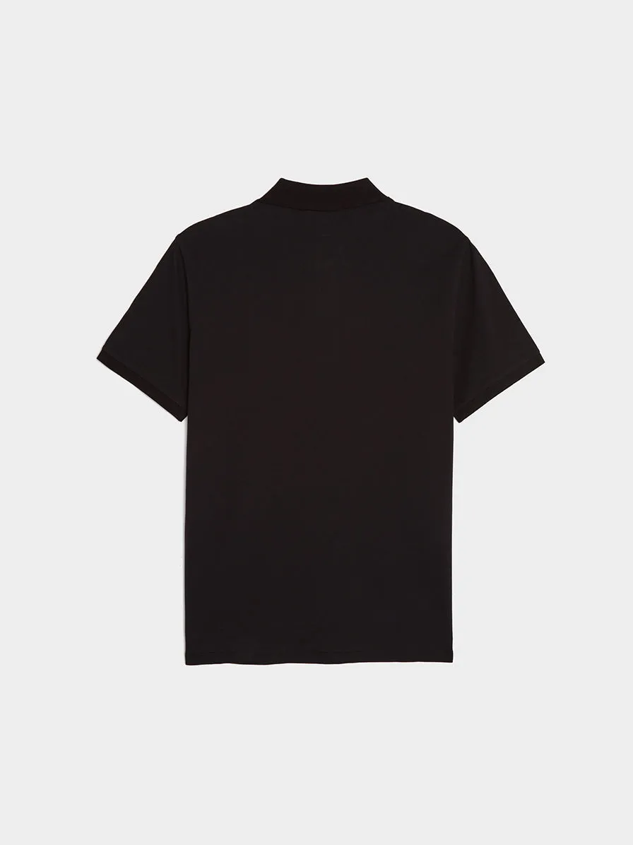 Black Stretch Pique Polo Shirt