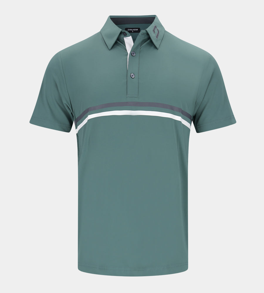 Stripe Performance Polo - Sage/Charcoal