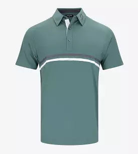 Stripe Performance Polo - Sage/Charcoal