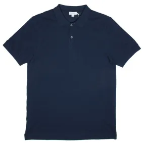 Sunspel Short Sleeve Piqué Polo Shirt Navy - Shop Now