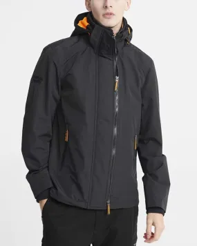 Superdry Black Hooded Tech Windcheater Pop Zip Jacket