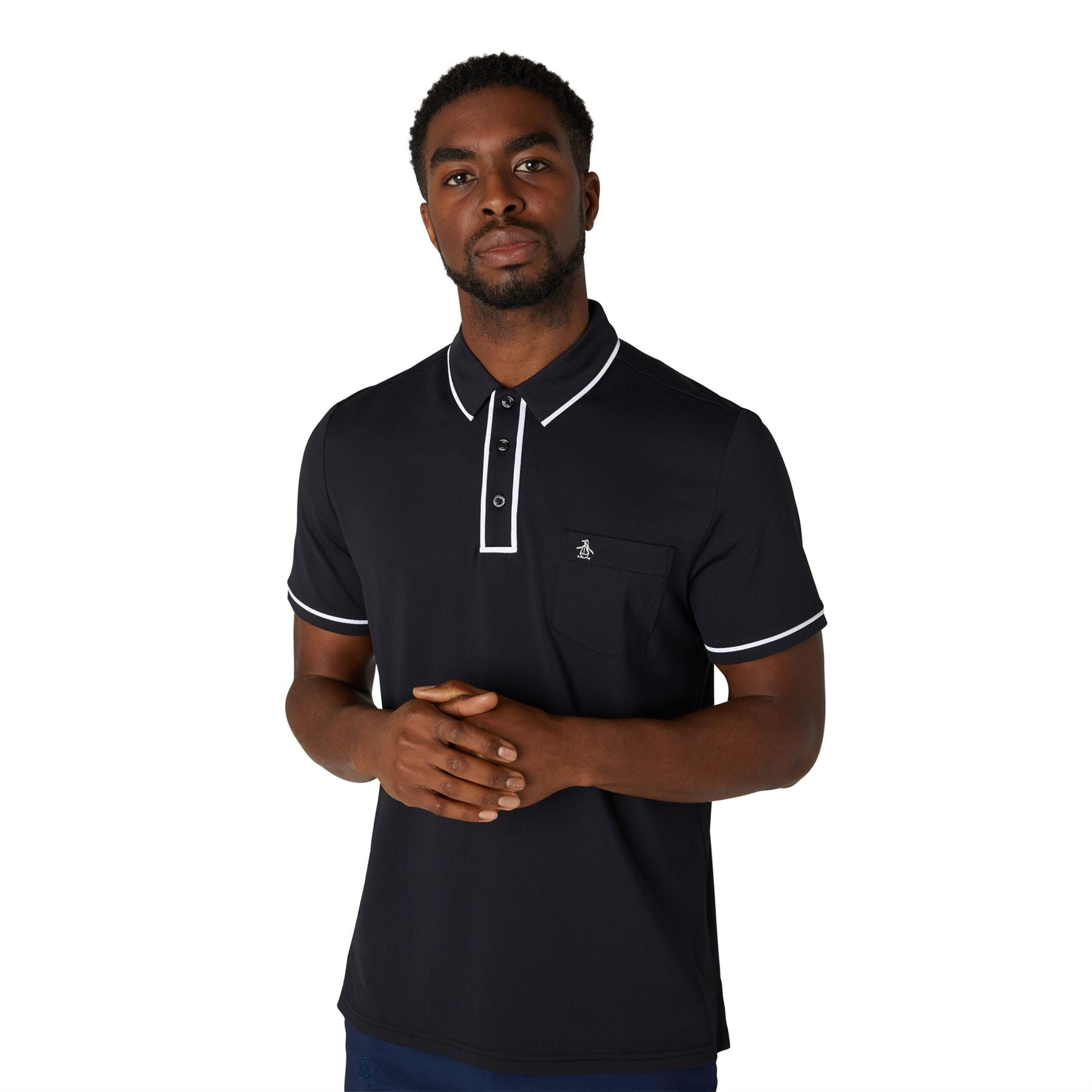 Technical Earl Nylon Stretch Polo Caviar Black