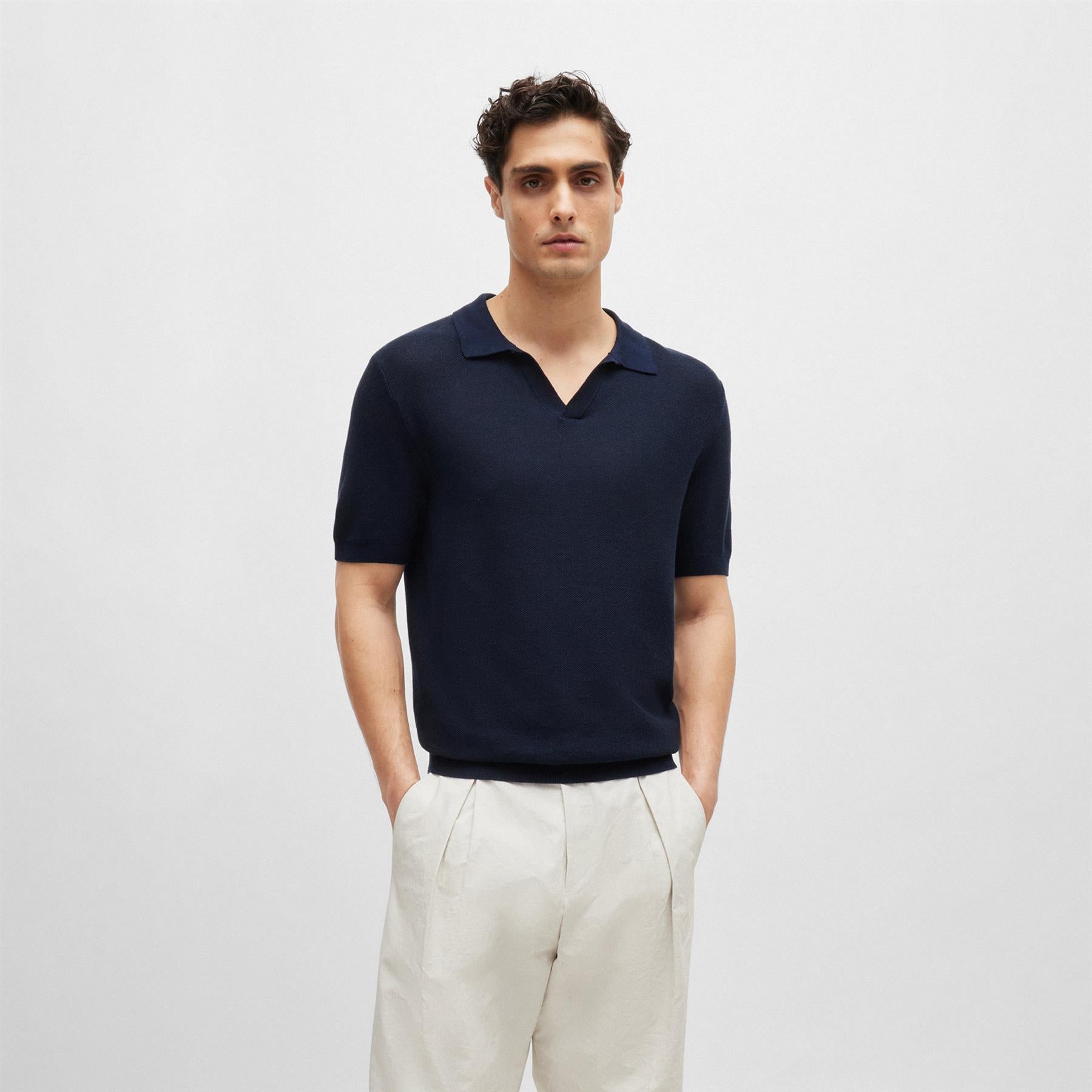 Tempio Regular Fit Navy Blue Knitted Polo Shirt