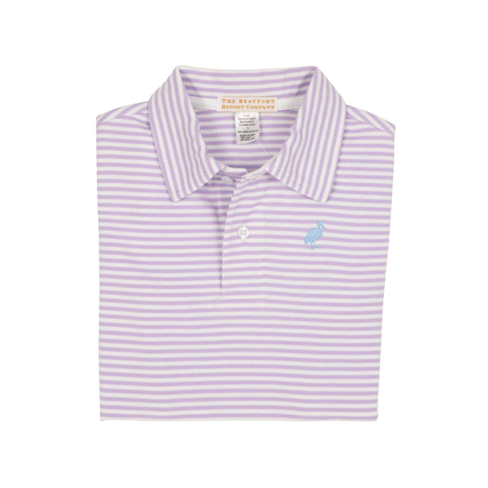 The Beaufort Bonnet Company - Lauderdale Lavender Stripe Prim Proper Polo SS-Pima