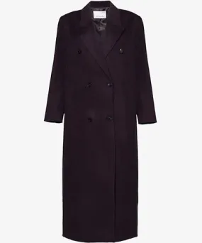 The Frankie Shop Women's Dark Plum Gaia Oversized Double-Breasted Wool-Blend Coat