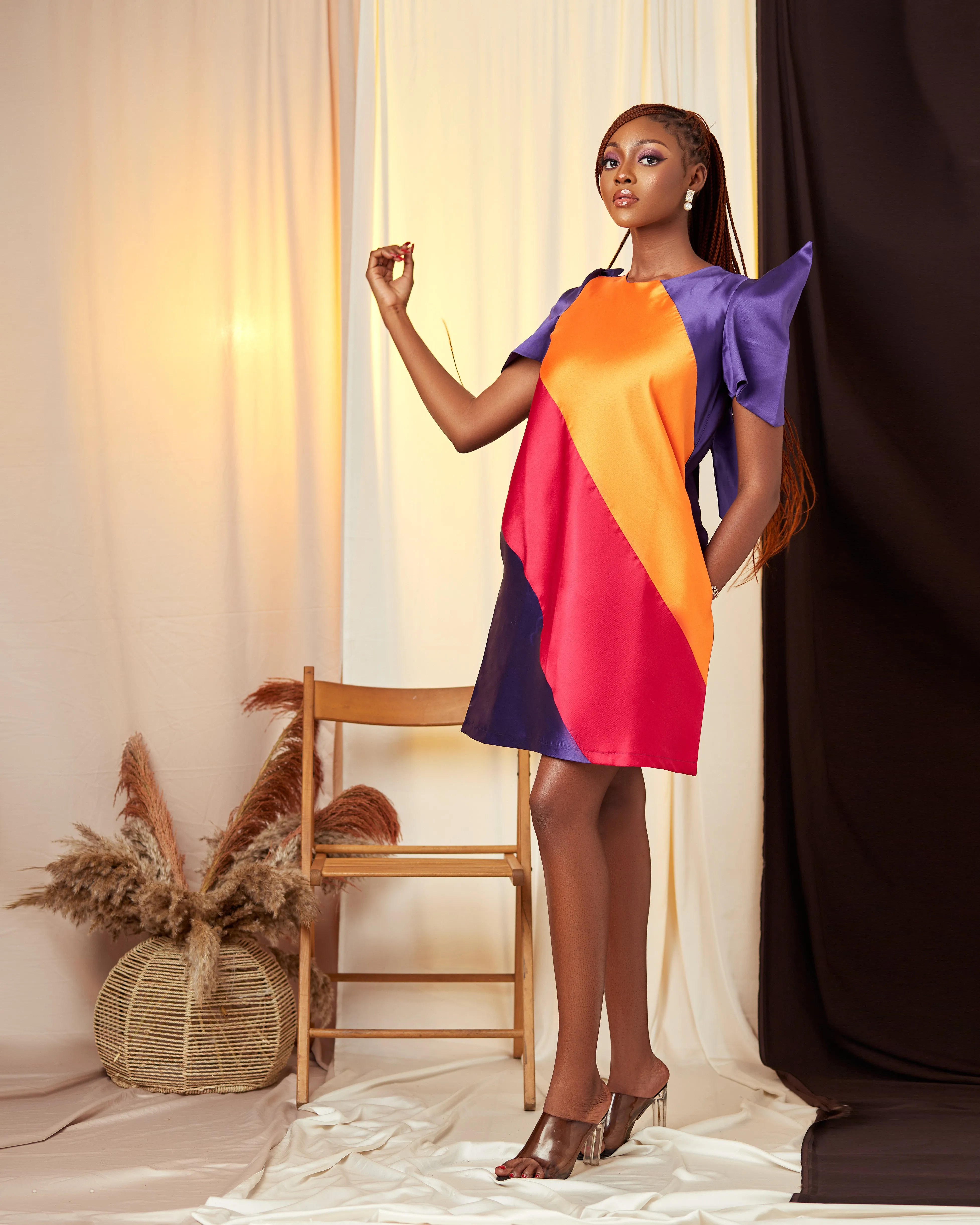 The Pink and Orange Banner Color Block Dress.