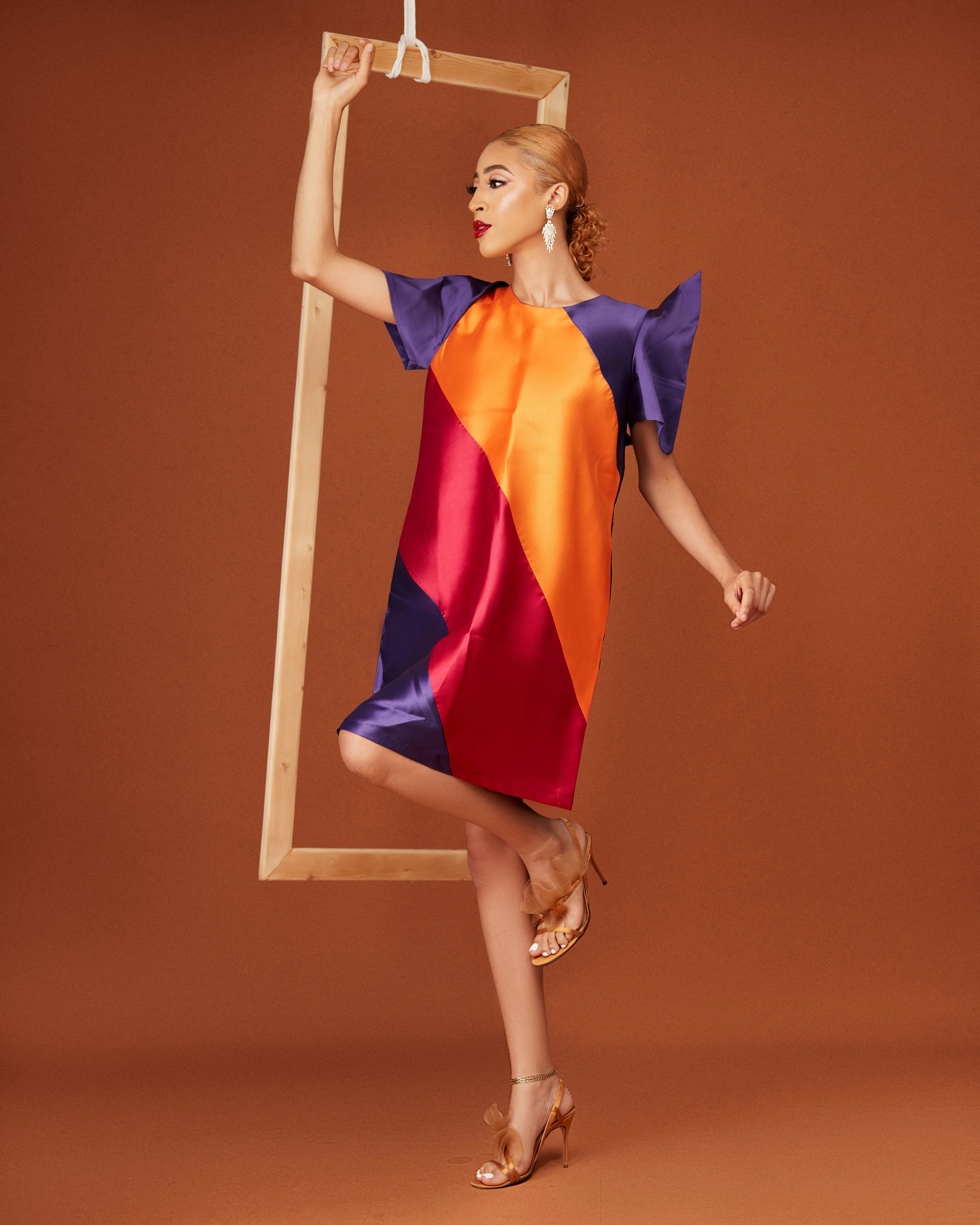 The Pink and Orange Banner Color Block Dress.