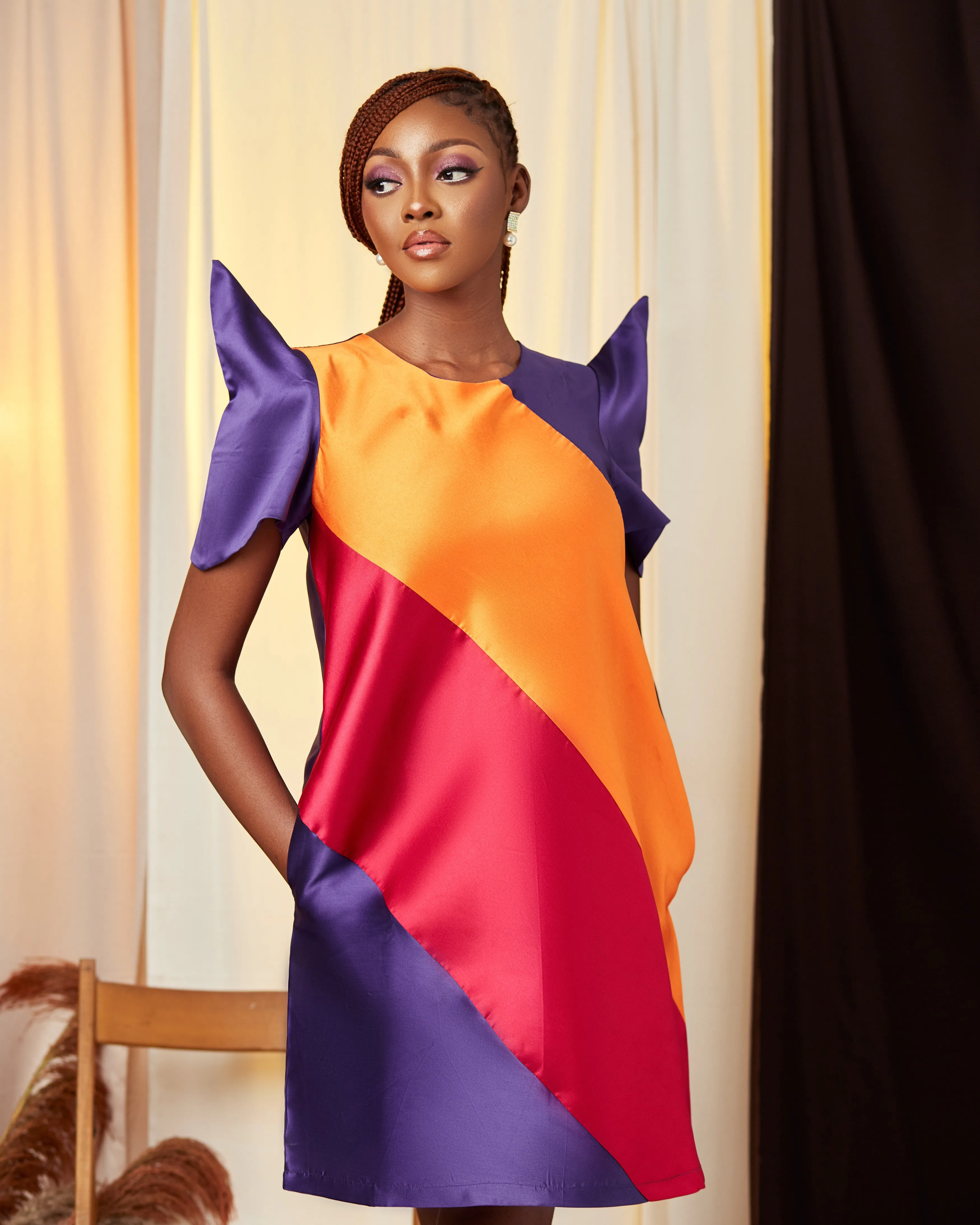 The Pink and Orange Banner Color Block Dress.