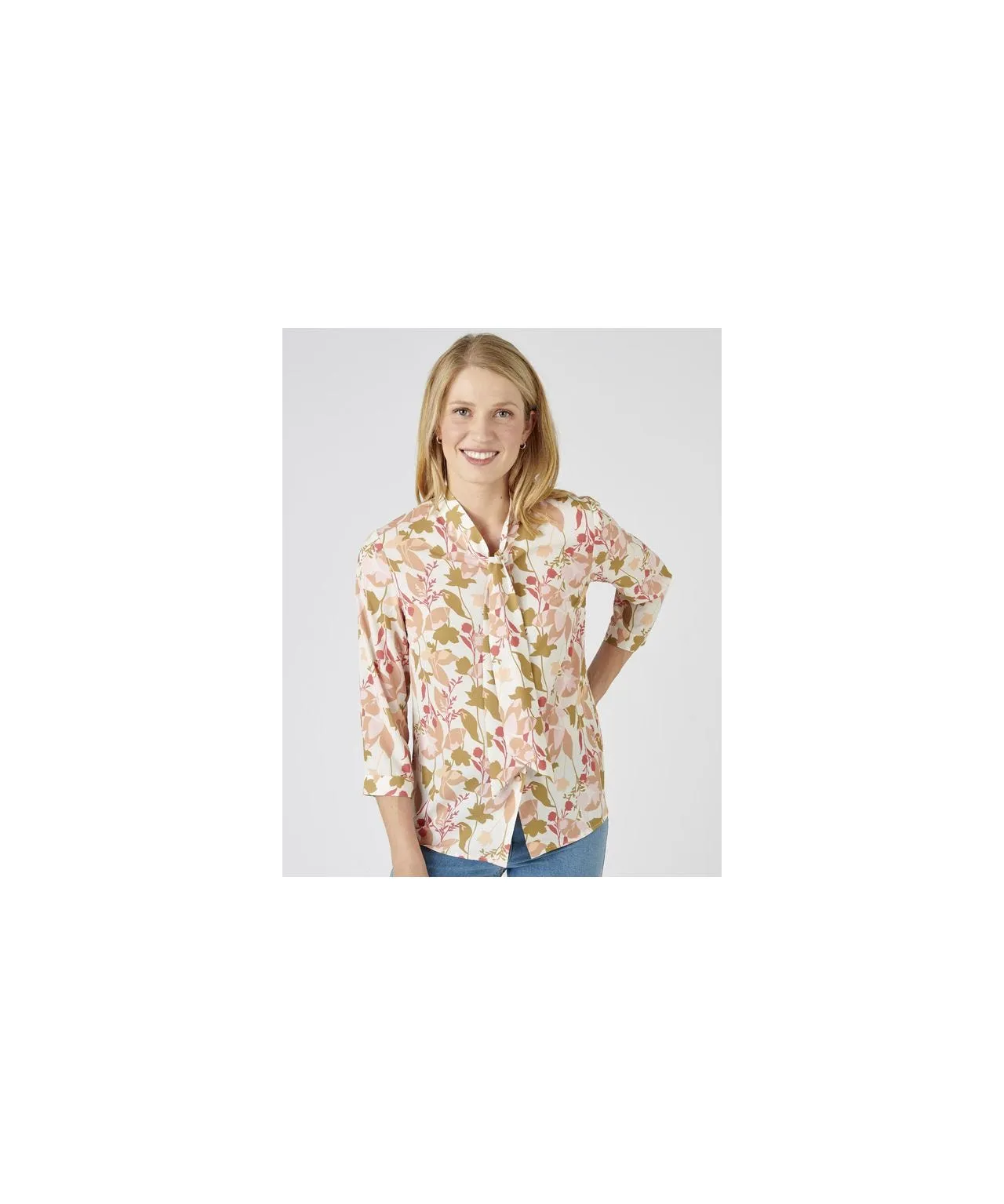 Floral Tie Neck Printed Blouse