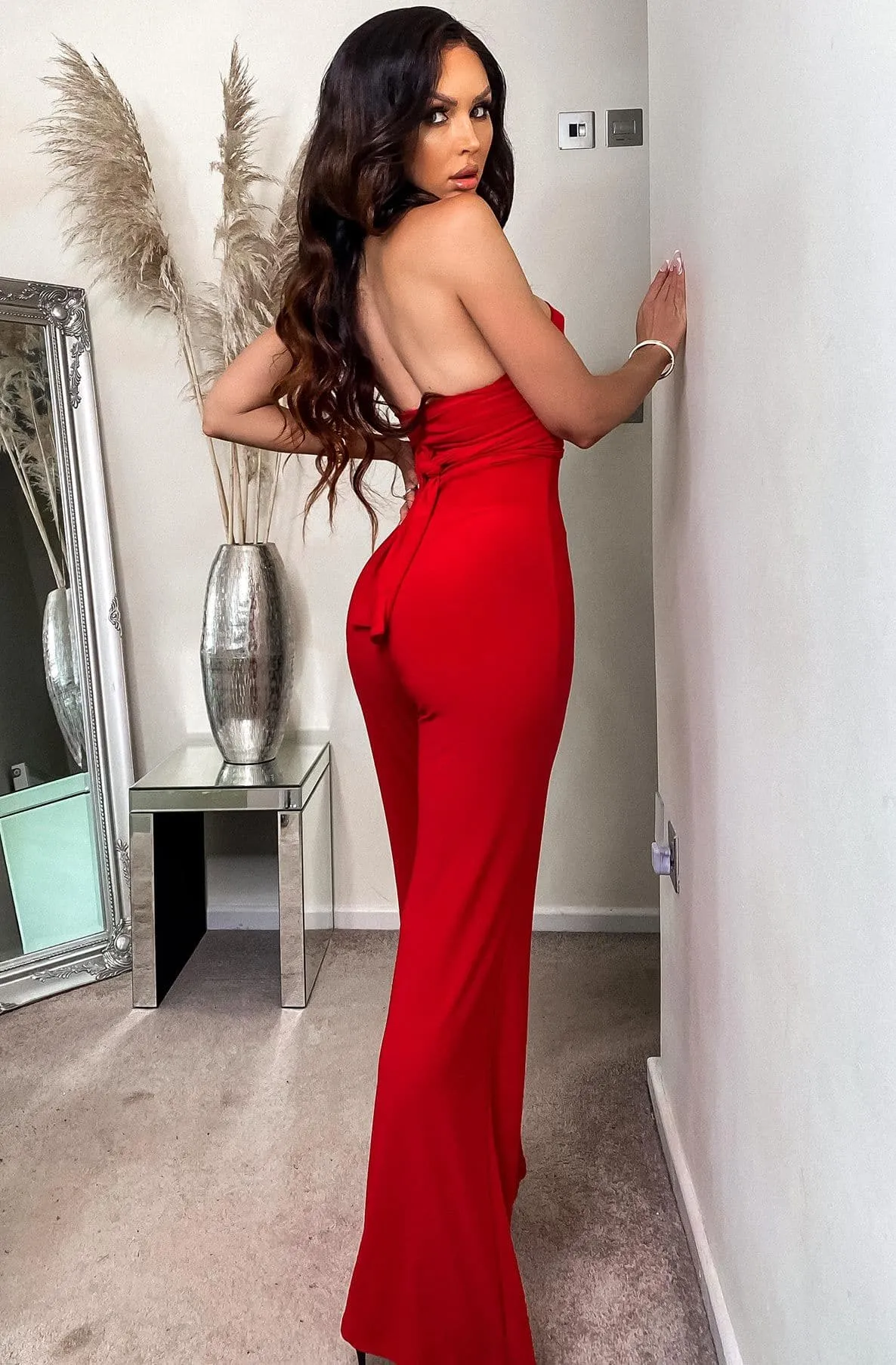 Timeless Love Nessa Bandeau Tie Up Wide Leg Jumpsuit