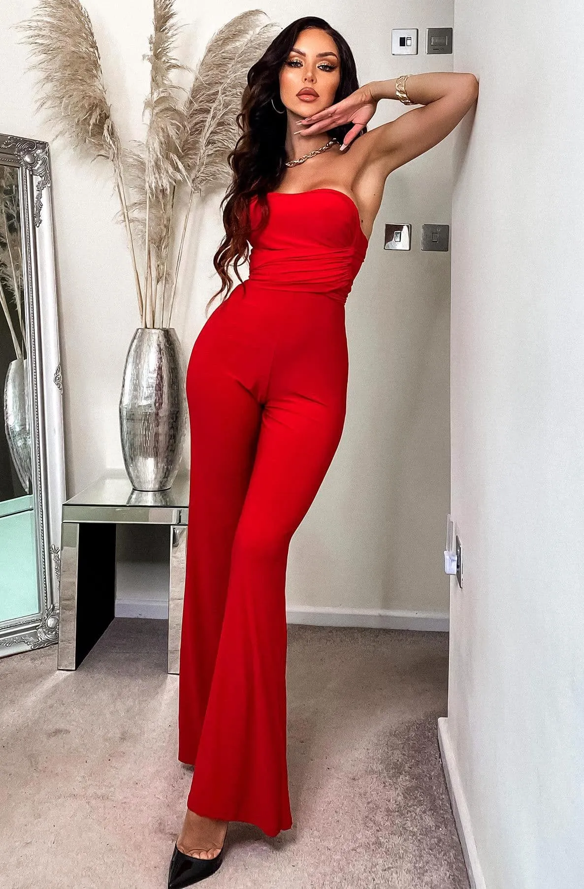 Timeless Love Nessa Bandeau Tie Up Wide Leg Jumpsuit