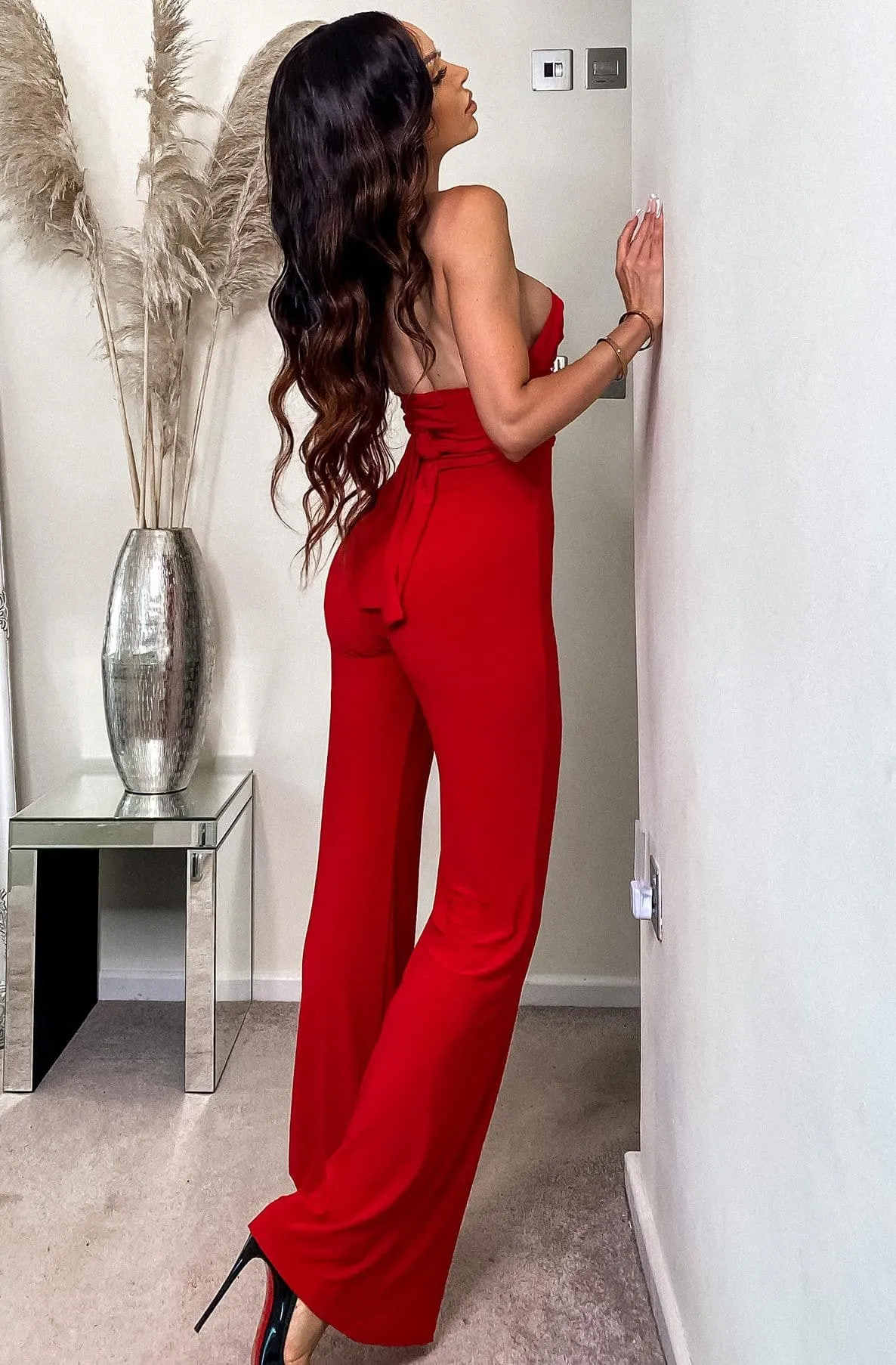 Timeless Love Nessa Bandeau Tie Up Wide Leg Jumpsuit