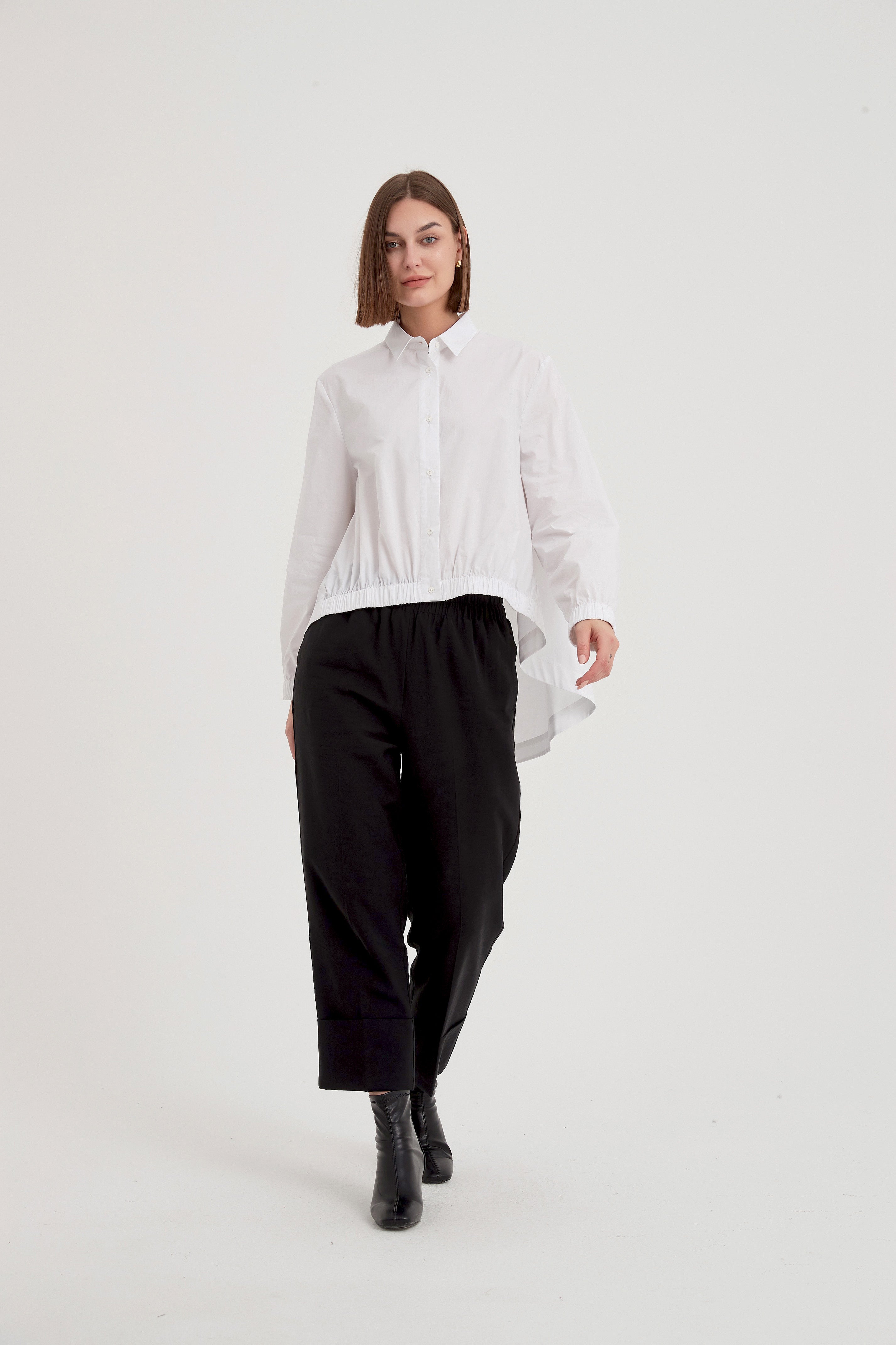 Tirelli Elastic Front Hem Shirt White