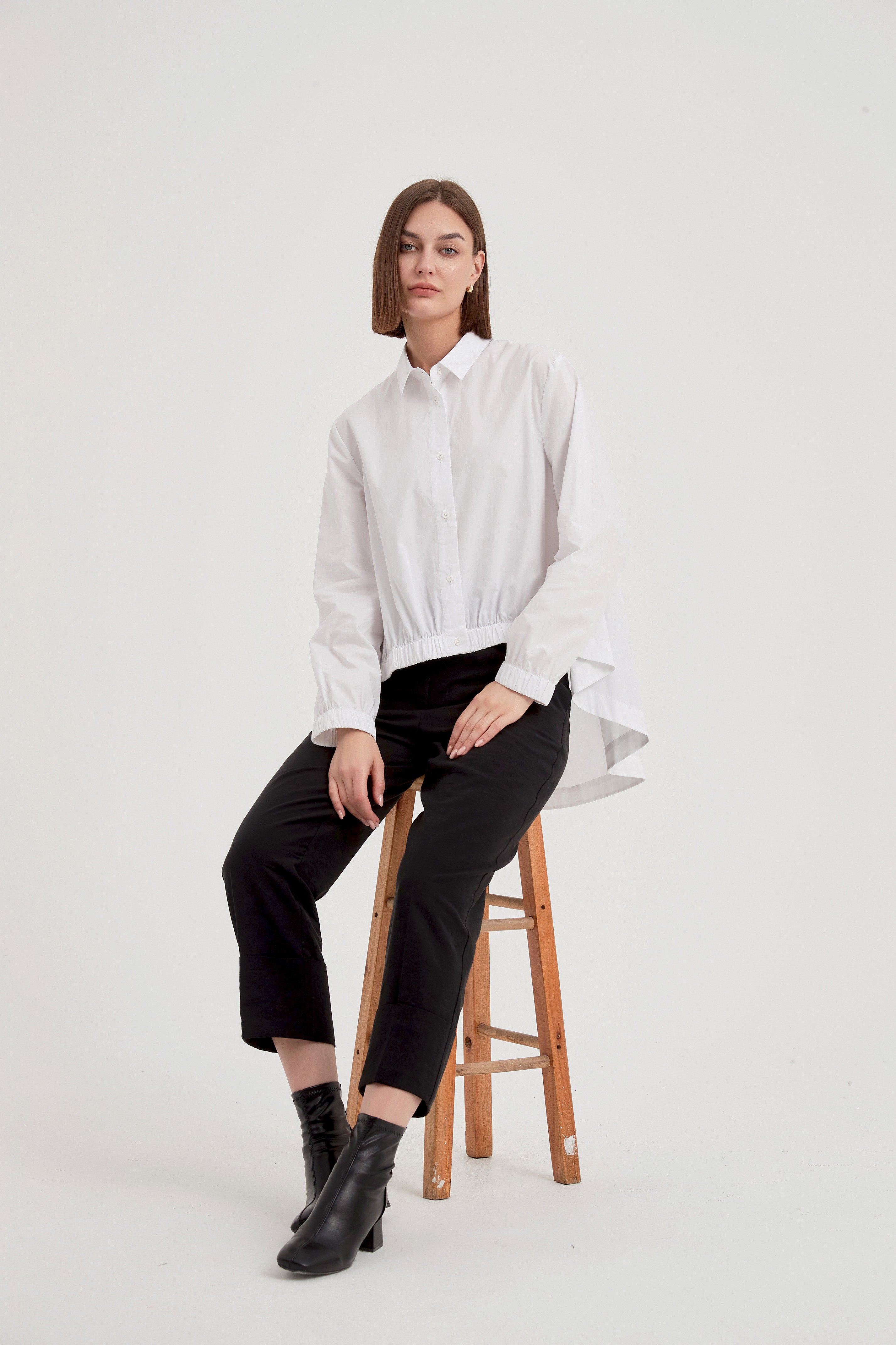 Tirelli Elastic Front Hem Shirt White