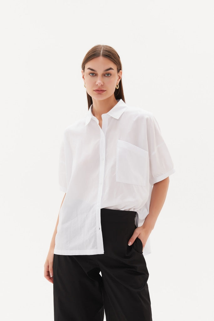 Tirelli Gathered Cuff Shirt in White