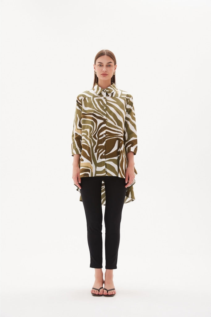 Tirelli Monstera Print Swing Back Shirt