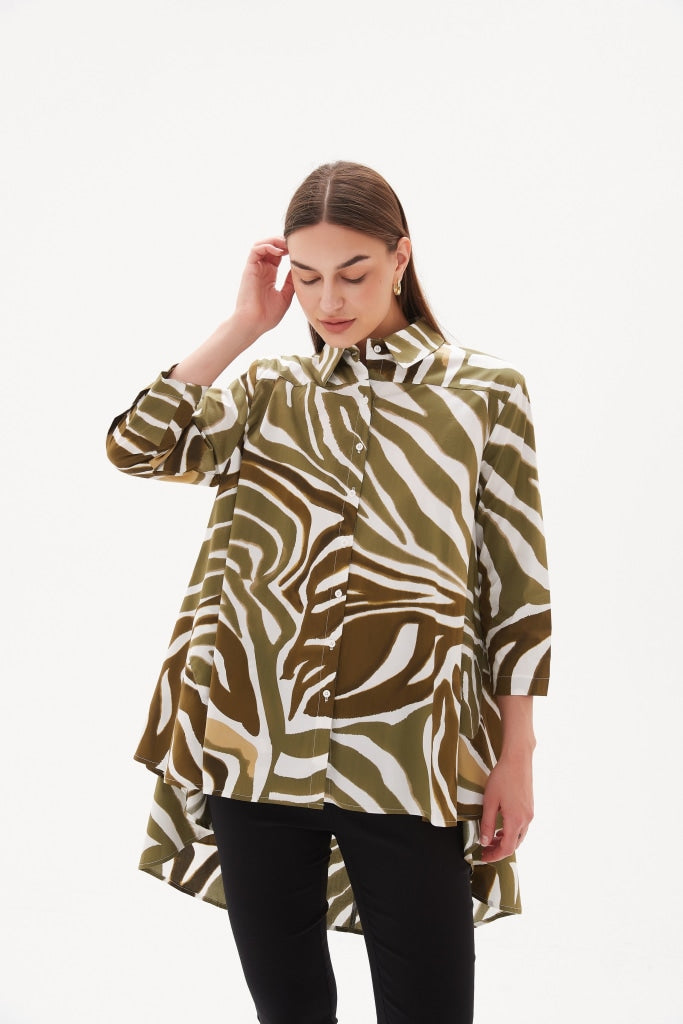 Tirelli Monstera Print Swing Back Shirt