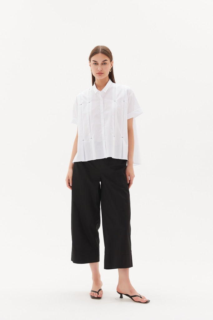 Tirelli White Inverted Pleat Shirt - Stylish and Sophisticated