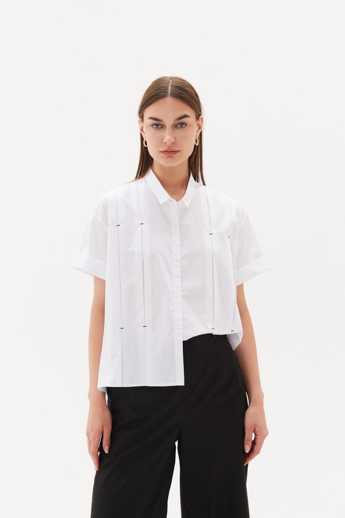 Tirelli White Inverted Pleat Shirt - Stylish and Sophisticated