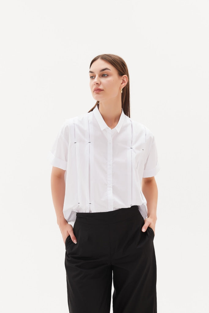 Tirelli White Inverted Pleat Shirt - Stylish and Sophisticated