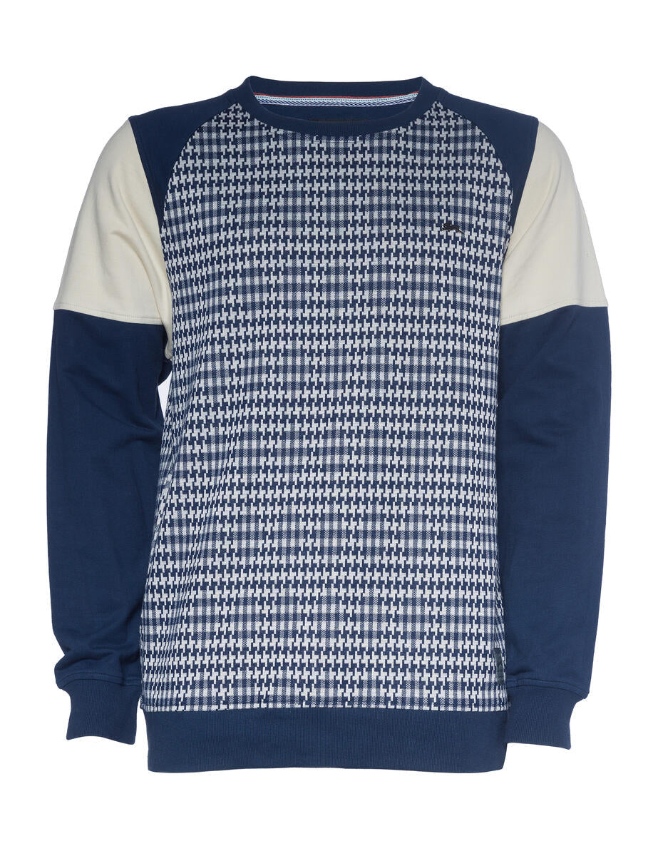 Tiziano Meyer LS Jacq Knit Color Block Crew DK Navy