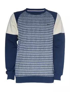 Tiziano Meyer LS Jacq Knit Color Block Crew DK Navy