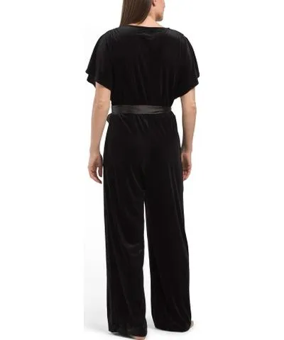 Tj Maxx Lux Velour Kimono Jumpsuit With Satin Sash For Women