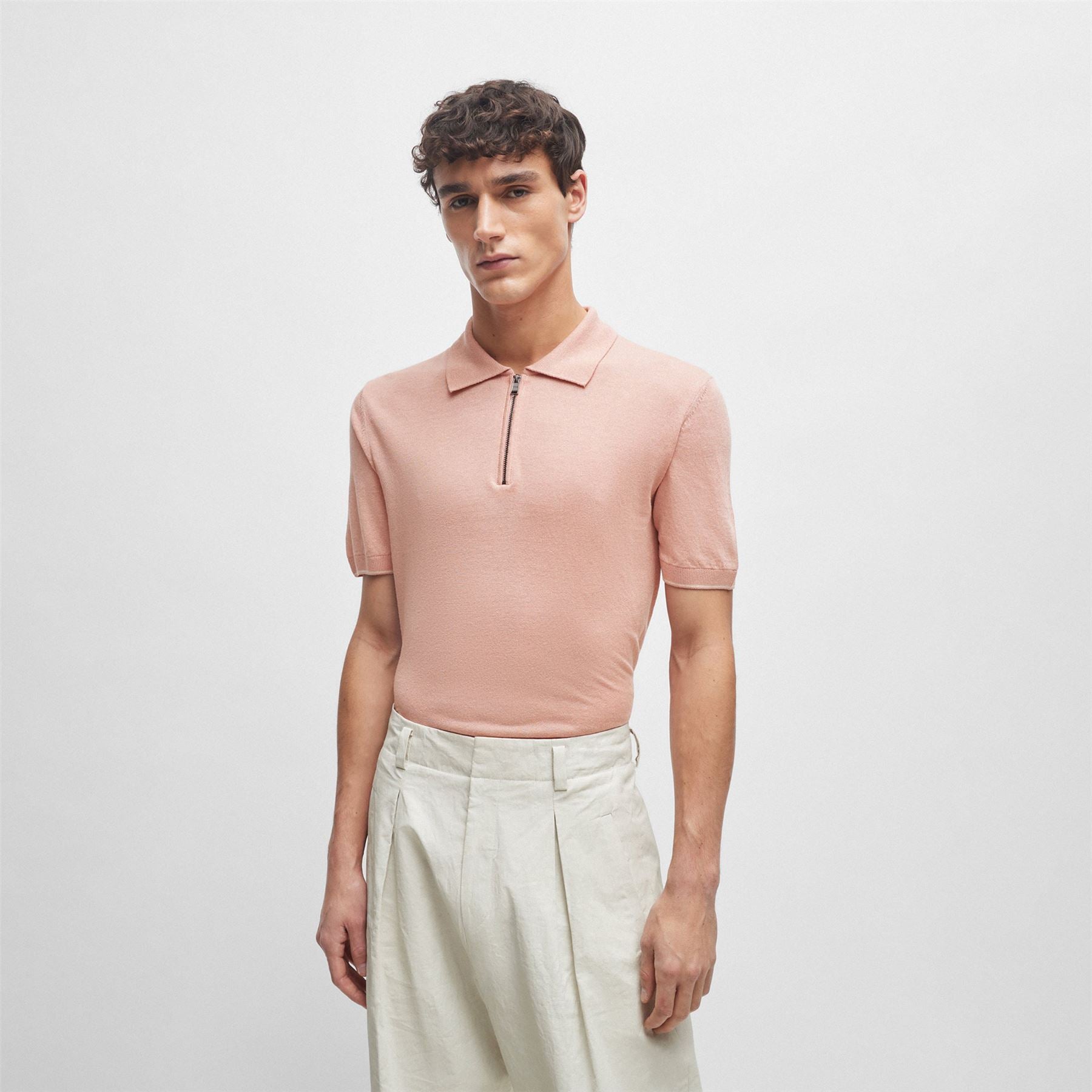 Trieste Polo Shirt - Regular Fit, Linen, Open Pink