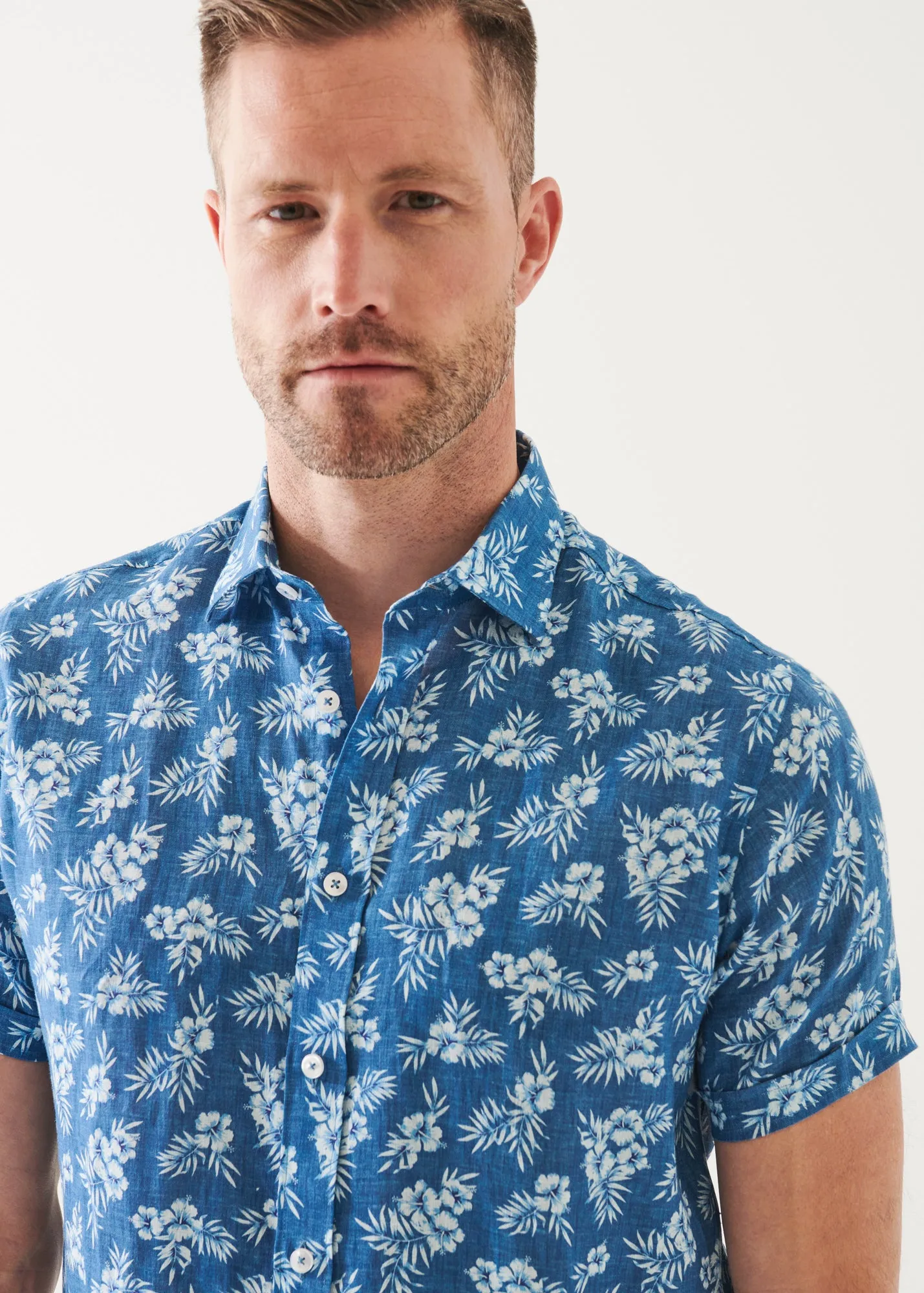 Tropical Pattern Linen Shirt