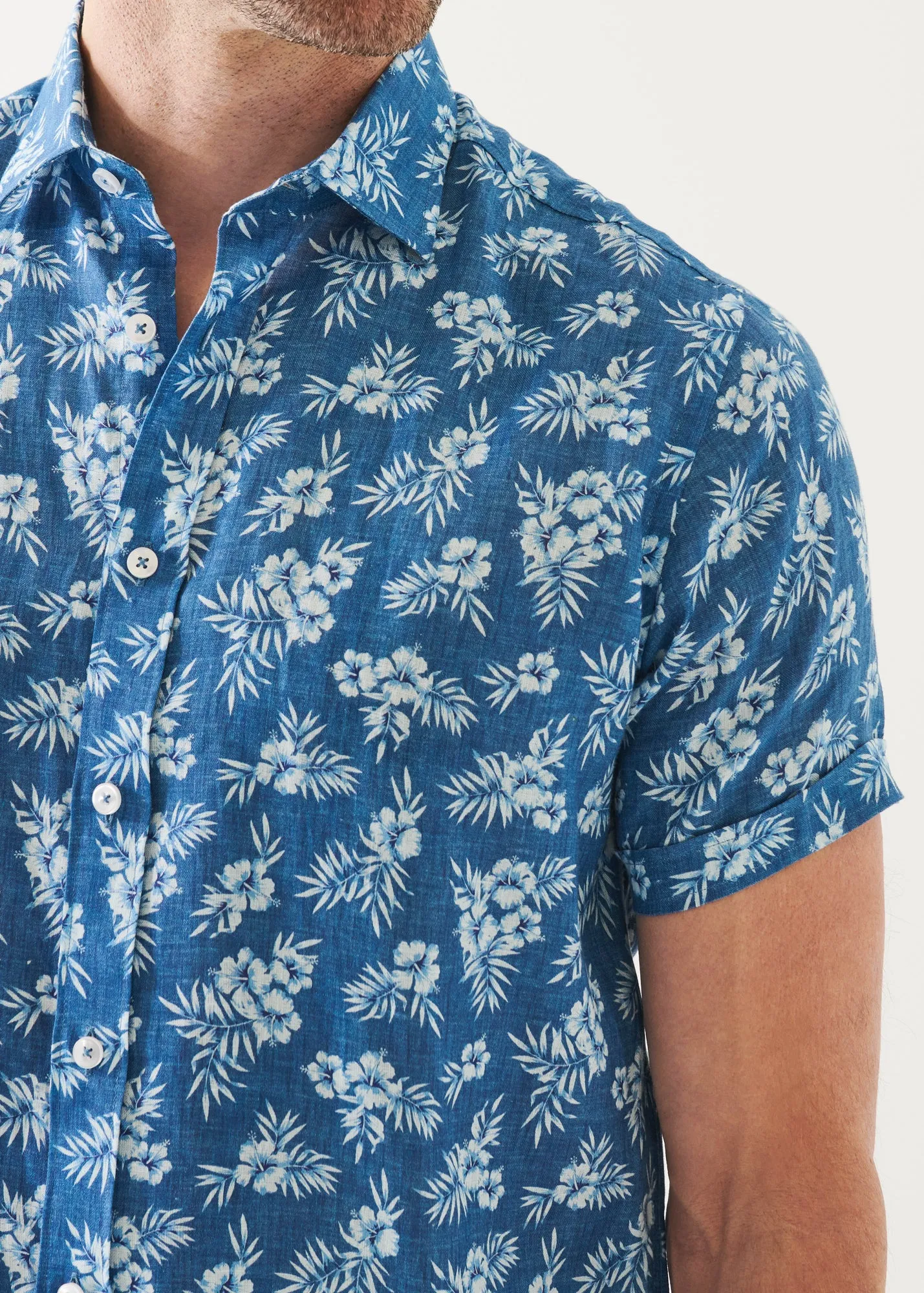 Tropical Pattern Linen Shirt