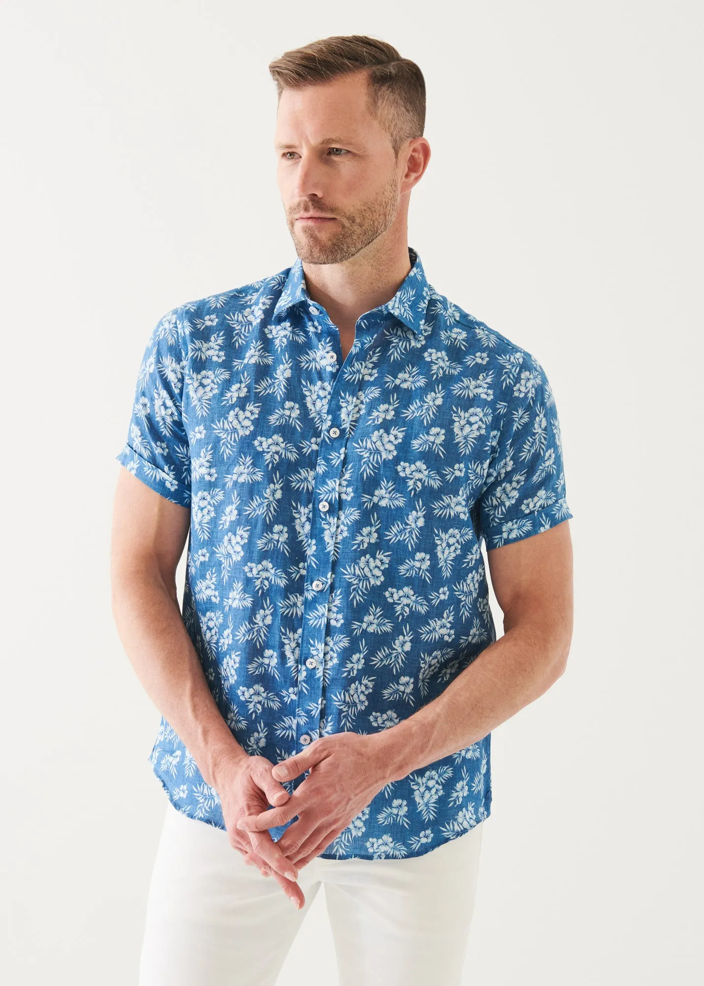 Tropical Pattern Linen Shirt