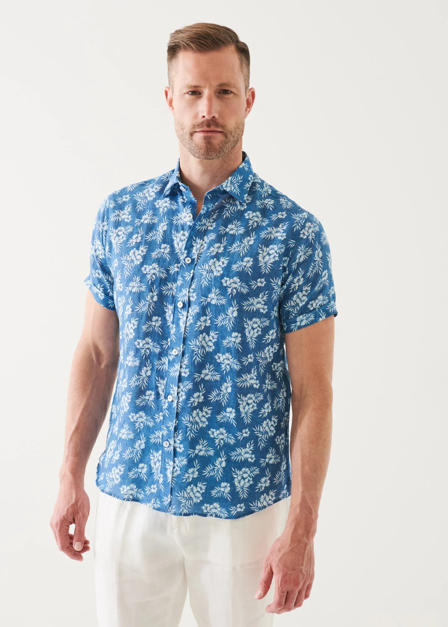 Tropical Pattern Linen Shirt