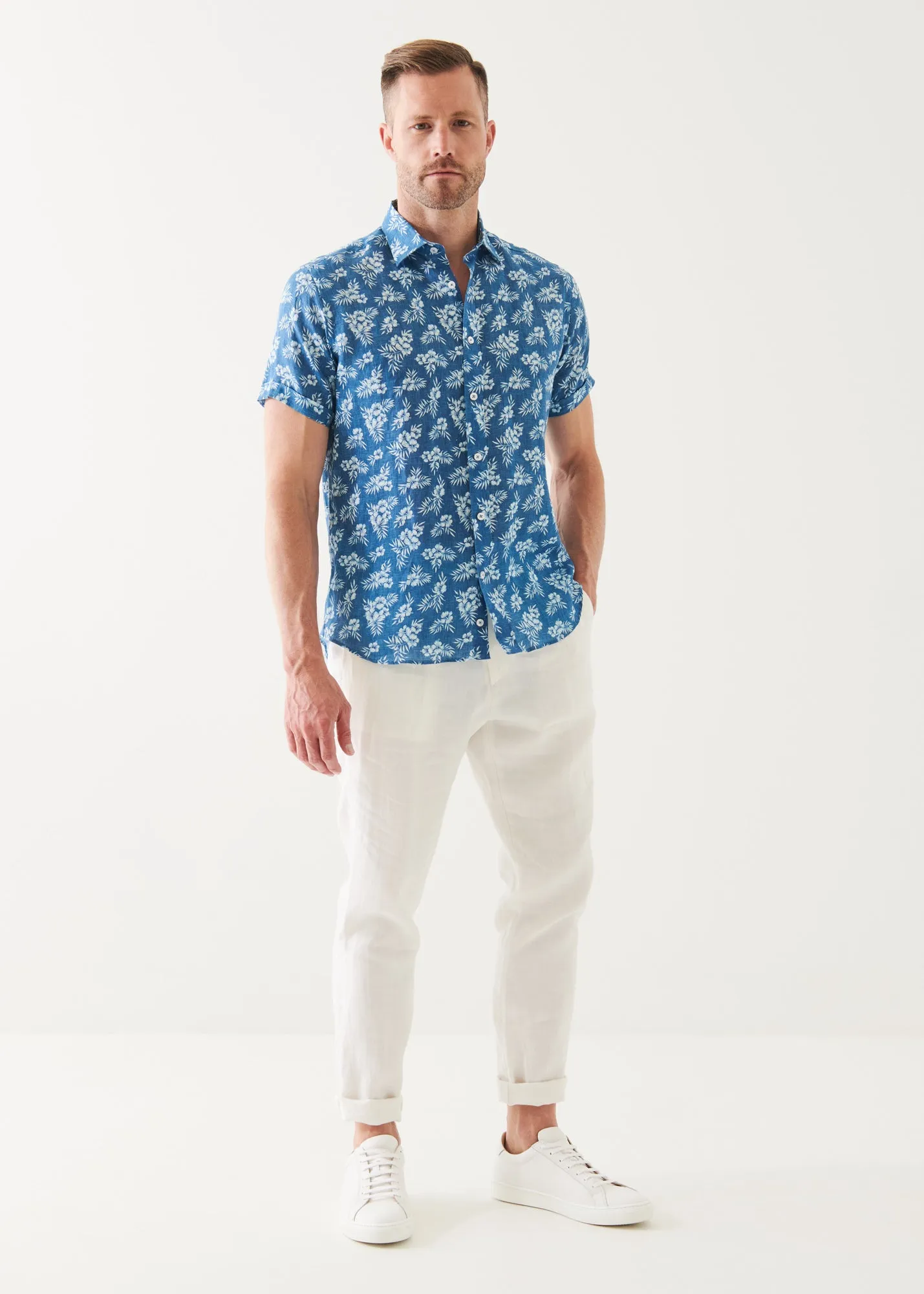 Tropical Pattern Linen Shirt