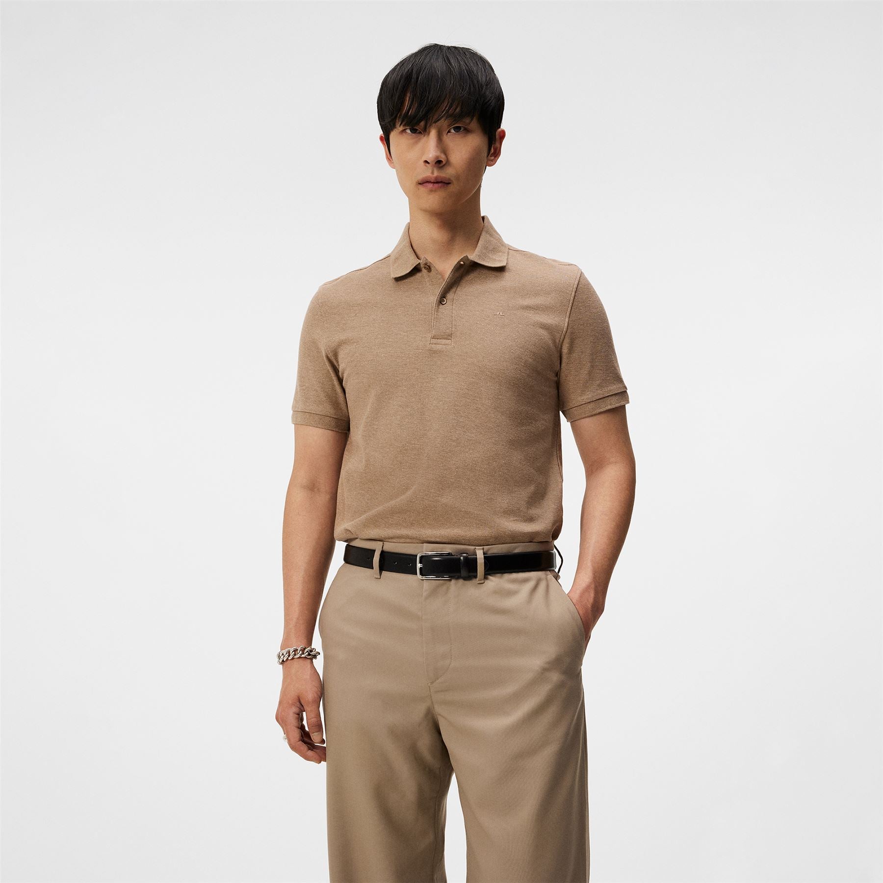 Troy Polo Batik Khaki Grey Melange - SS24